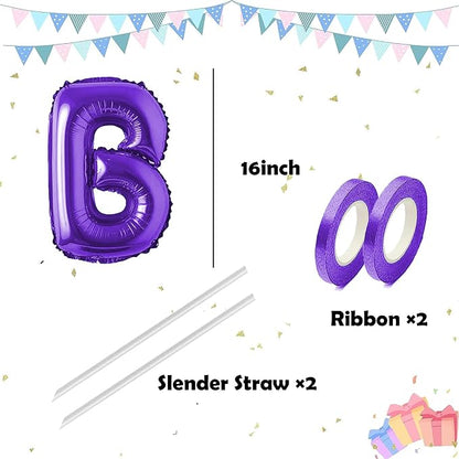 16 Inch Purple Letter Balloons Mylar Foil Alphabet Letter A-Z Balloons Set - Image 2