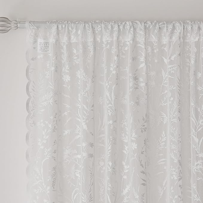 Anmao Vintage Lace Kitchen Curtains 18 Inches Long 2 Panels, Romantic Semi - Image 5