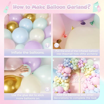 Pastel Rainbow Balloon Garland Kit 181Pcs Macaron Easter Balloon Arch Kit - Image 3