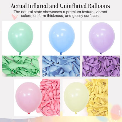Pastel Balloons 12 Inch 60 Pcs Pastel Rainbow Light Pink Blue Green Purple - Image 6