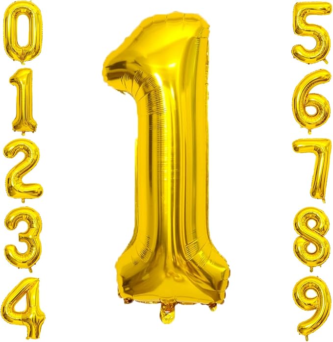 Gold Number Balloons Birthday Balloons by United-UnicornsParty