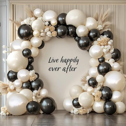 Black and White Balloons Arch Kit 119 PCs Double Stuffed | Elegant Luxural by Vanjehou