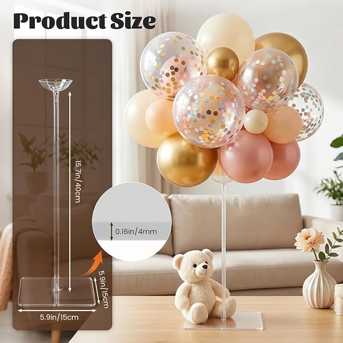 12 Pack 15.75 Inch Clear Acrylic Balloon Stands, 15.75 Inch Balloon Stand Kit - Image 2
