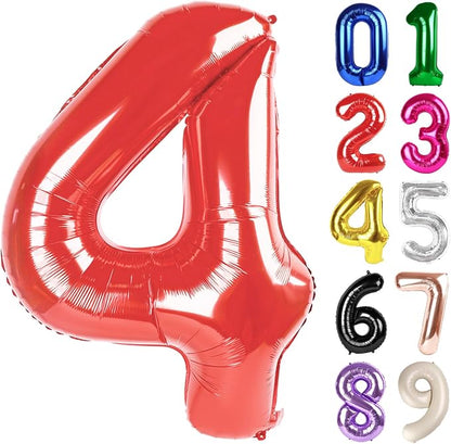 4 Balloon - Red Birthday Number Balloons, 40 Inch Decorations Men Women | Red by ALPHADELTAPI