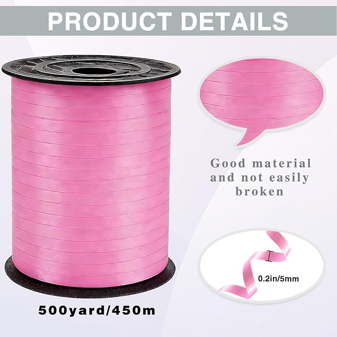 Pink Curling Ribbon, 500 Yard Premium Pink Curling Ribbons, Balloon String - Image 2