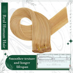 RUNATURE Clip in Hair Extensions Real Human Hair Blonde, Short Hair Extensions Clip Ins 10 Inch, Remy Human Hair Clip in Extensions, Add Hair Volume, 50g 3pcs #16P24 Golden Blonde Highlights