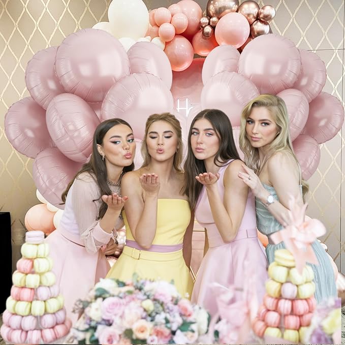 20PCS Round Shaped Foil Balloons, 18 Inch Dusty Pink Round Foil Balloon - Image 7
