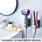 Blow Dryer Holder Wall Mount Hair Dryer Holder, Adhesive Straightener Holder, Curling Iron Holder for Bathroom Salon Barber Shop, Flat Iron Holder, Hair Tools Organizer Storage (Black)