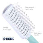 Kent KCR3 "Create" Tunnel Vented Hair Brush for Blowdrying, Creating Root Lift, and Volume in All Hair Types - Vent Brush with Green Ergonomic Handle and Soft Ball Tipped Bristles for Pain Free Use