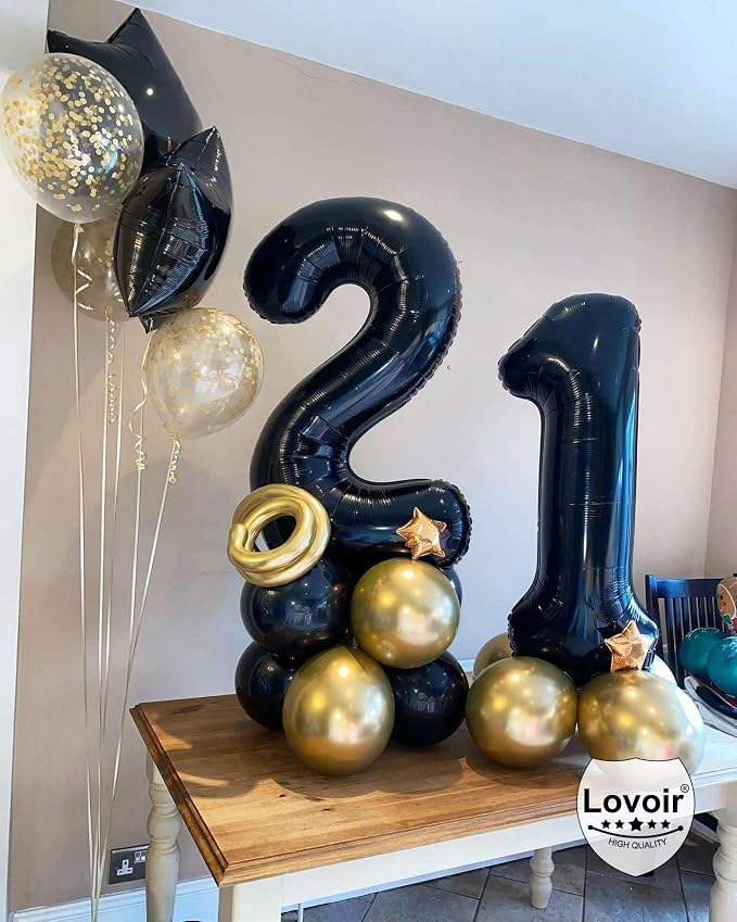 Black 20 Number Balloons, 40 Inch Giant Number 20 Balloons Foil Mylar Helium - Image 3