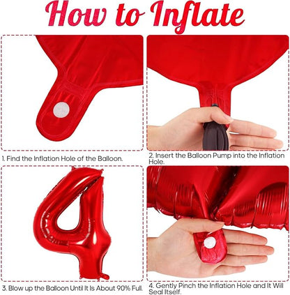 Red Number 40 Balloons, 40 Inch Big Large Foil Number Balloons, Jumbo Giant - Image 5
