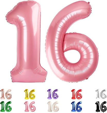Number 16 Balloon 40Inch for 16 Year Old Birthday Decorations, Pearl Pink | by Mluchee