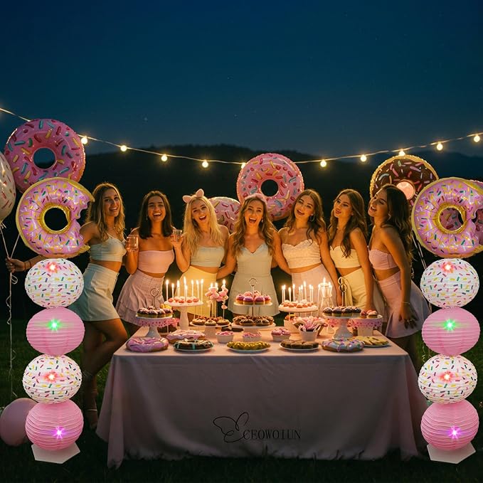 Donut Balloon Column Stand & Paper Lantern 2 Sets Donut party decoration | - Image 7
