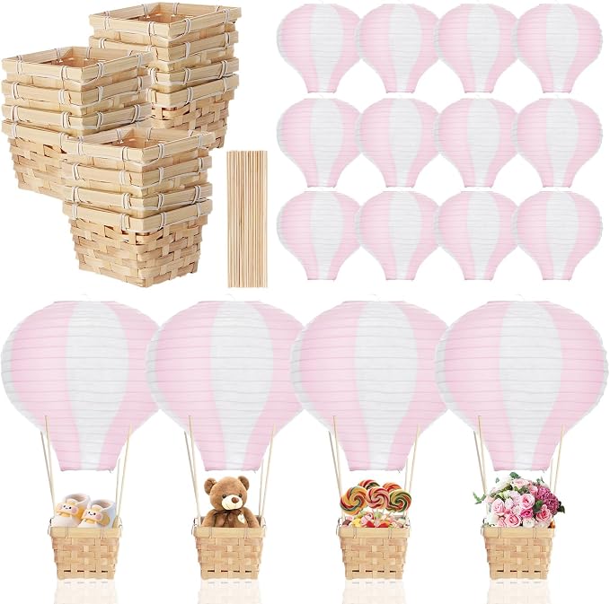 Meooeck 14 Sets Hot Air Balloon Tables Centerpieces, 11.8'' Paper Lantern Party by Meooeck