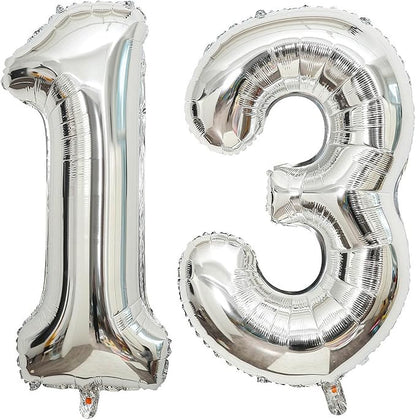 40 Inch Silver 13 Number Balloons Giant Jumbo Huge 13 or 31 Foil Mylar Helium by LHOAVWE