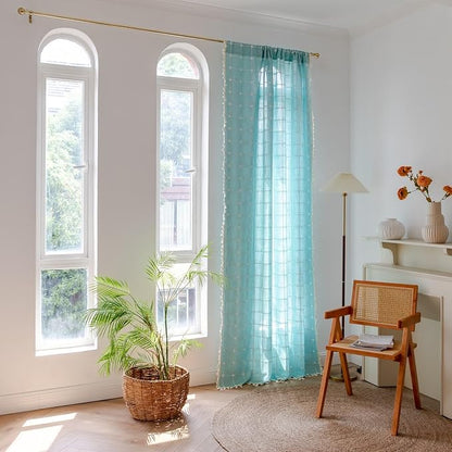 Sutuo Home Boho Curtain Plaids for Bedroom, Vintage Gingham Curtains Cottage - Image 2