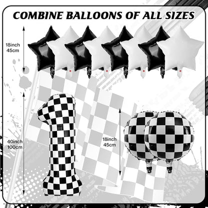 40 Inch Checkered Number Balloons 1 Black and White Foil Balloon - Image 2