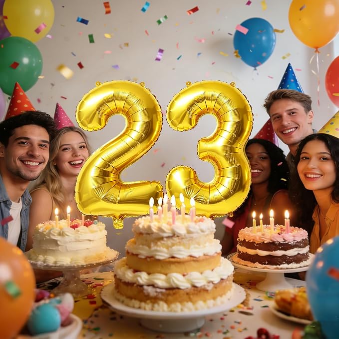 40 Inch Number 23 Balloons for 23rd Birthday Party Decorations, 0-100 Gold - Image 2