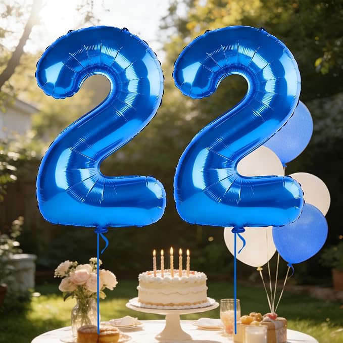 40 Inch Number 22 Balloons for 22nd Birthday Party Decorations, 0-100 Dark Blue - Image 3