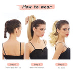 Ponytail Extension, Clip on Ponytails for Women, 12" Claw Clip in Short Curly Wavy Pony Hair Extension for Women - Black