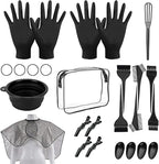 26PCS Hair Dye Coloring Kit, Professional Hair Bleach Kit, Hair Coloring Products, Gloves, Storage Bag, Rubber Band, Ear Cap, Mixing Spoon, Shawl, Clips, Brush, Bowl, Black