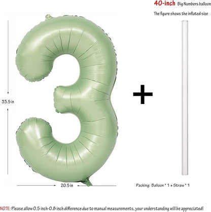 40" Olive green Number Balloon Helium Foil Mylar Balloon Birthday Digital 3 | - Image 2
