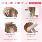 Hairro Human Hair Toppers For Women Wispy Thin Short Wiglet Hairpieces Natural No Bang Middle Part Side Bangs Hair Clip 14.5g #4P27 Medium Brown Mix Dark Blonde