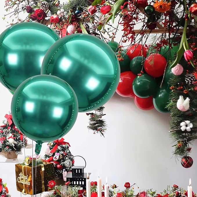10 Pcs 22 Inch Green Mylar Balloons, Large 4D Giant Round Foil Balloon Big - Image 3