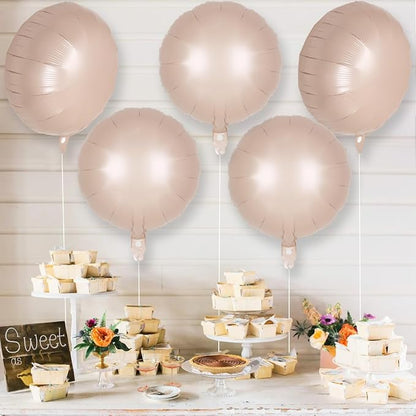 20 Pcs Beige White Round Shaped Balloons, 18 Inch Round Foil Balloon, Giant - Image 3
