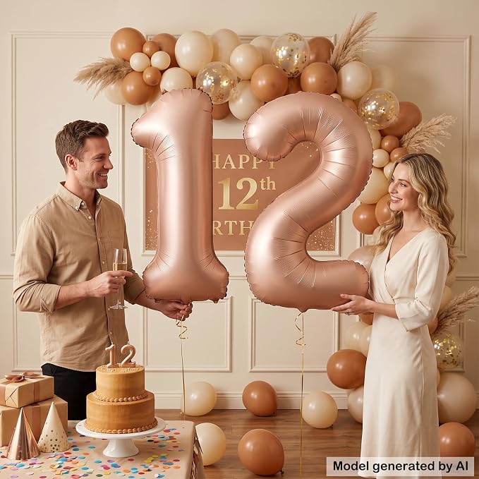40 Inch Caramel Foil Number 12 Balloon - Image 4