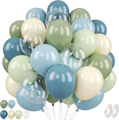 Sage Green and Blue Balloons by Paready