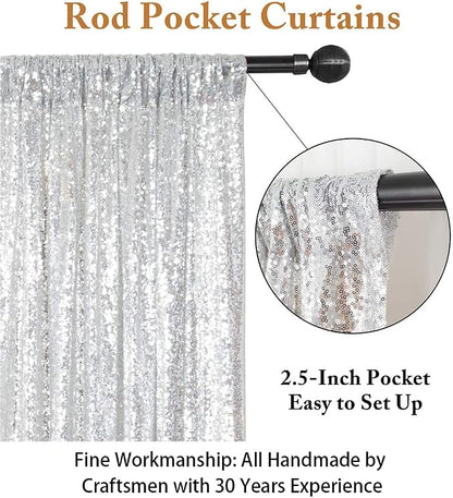 ShinyBeauty 5x7FT Silver Sequin Photo Backdrop Curtain - Image 3