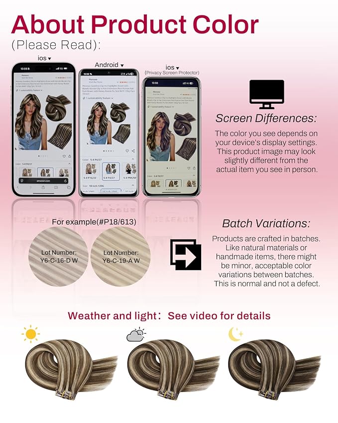 Moresoo Seamless Clip in Hair Extensions Human Hair Dark Brown with Caramel Blonde Highlights Hair Extensions Clip ins Pu Skin for Travel 14 inch 120g 7pcs