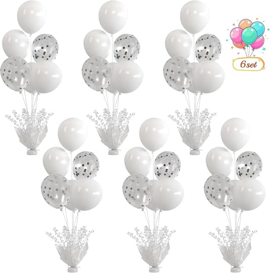 6 Set White Table Balloons Centerpiece by Suppromo