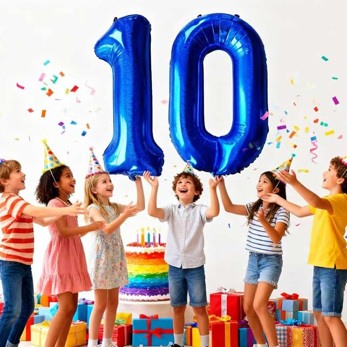 Laser Navy Blue Number 10 Balloons 40 Inch Giant Number Dark Blue 10 Foil Mylar - Image 6