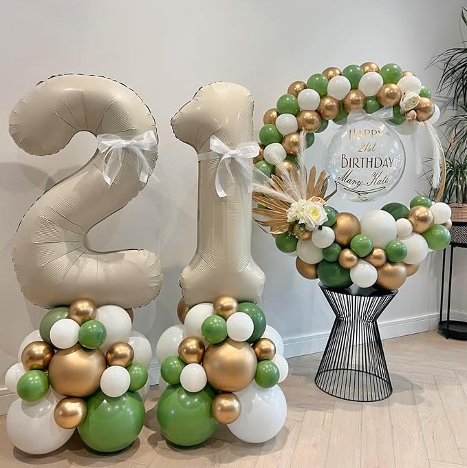 Beige 21st Birthday Balloons Number 21, 40 Inch Large Foil 1 & 2 Numbers - Image 3