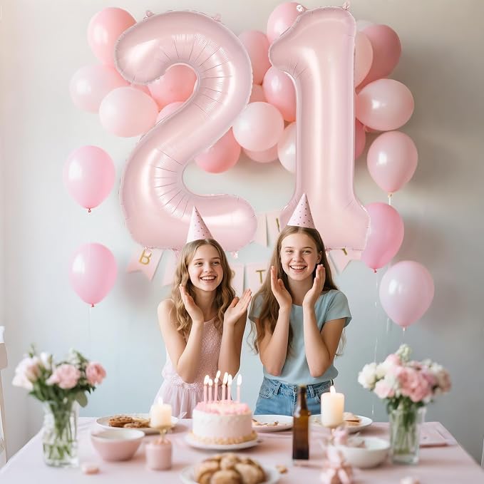 Light Pink Number 1 Balloon, 40 Inch Giant Mylar Number Balloons, Large Foil - Image 6