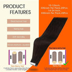 Full Shine 12Inch Tape ins Human Hair Extensions Short Seamless Remy Pu Tape Extensions 30G 20Pcs Color 2 Darkest Brown Brazilian Tape Hair Extensions Real Human Hair Silky Straight Natural