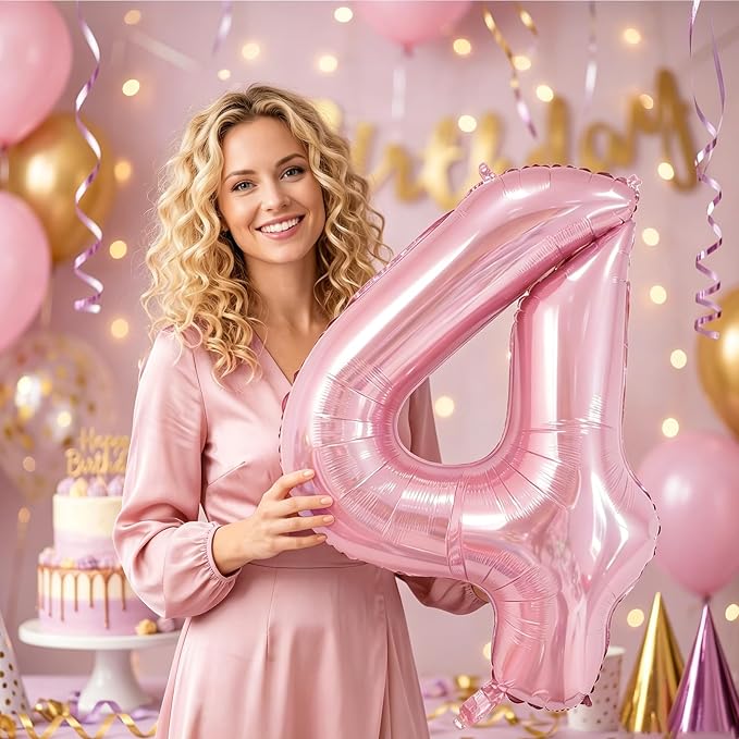 Number Balloons Pink Party Balloon - Image 6