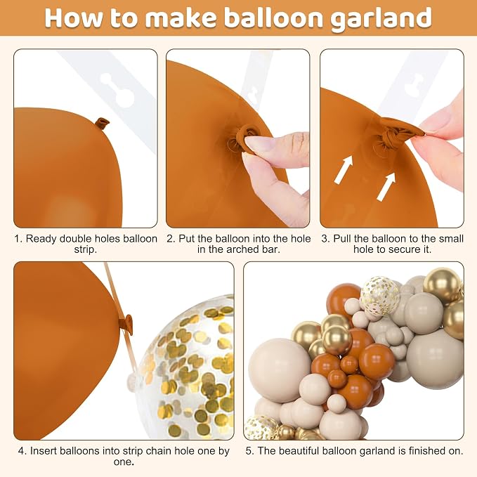 Amandir 153pcs Burnt Orange Balloon Garland Arch Kit, Different Sizes 18 12 10 - Image 3