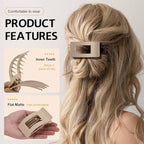 8 Pack French Flat Hair Clips for Women – Large Matte No-Slip Claw Barrettes for Thick & Thin Hair, Strong Hold Styling Accessories (Brown)