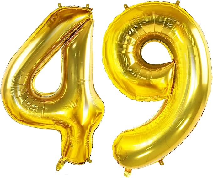 Number 49 Balloons for 49th Birthday Party Decorations, 0-100 Large No.49 for by Joycard