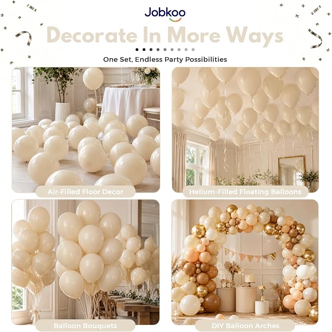 Jobkoo Sand White Balloons 12 Inch - Image 4