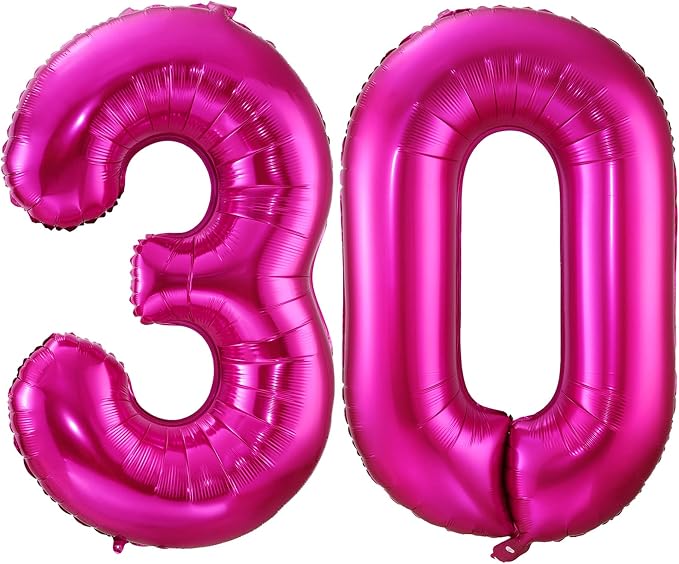 Hot Pink 30 Balloon Numbers, 40 Inch 30 Birthday Balloon Foil Mylar Number 30 by BBPOOL