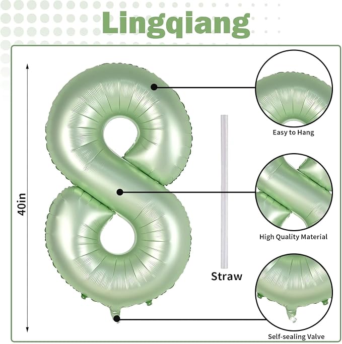 18th Birthday Balloons Sage Green - Image 2