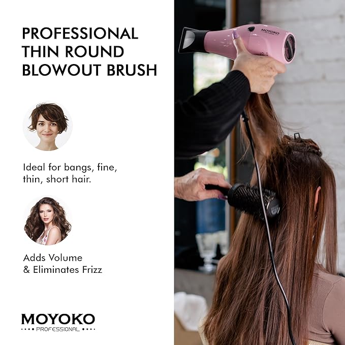 Silver Arch Round Brush for Blow Out (25mm) Professional Metal Small Round Hair Brush for Blow Drying Short Hair with Sectioning Pin, Salon Quality, Anti-Static Ionic Technology