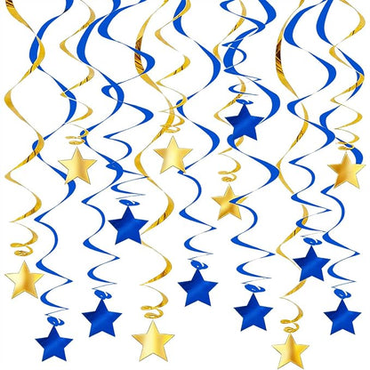 Blue Gold Hanging Swirl Decorations by PARTVON
