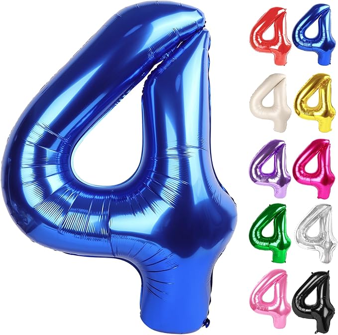 Blue Number 4 Balloon 40 Inch by IWERP