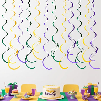 36 Pcs Green Yellow Purple Hanging Swirl Decorations Felt Swirl Streamer Spiral - Image 5