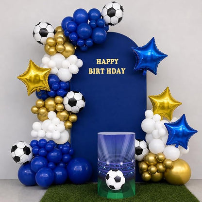 Soccer Balloons, Royal Blue Gold Balloons - Image 3